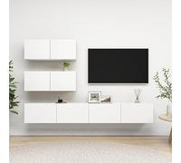 Festnight Muebles de Salón Moderno 4 pzas-4, Mueble Salón Modular, Conjunto Completo Mueble TV, Mueble de Pared para TV, Mueble de TV Flotante Blanco