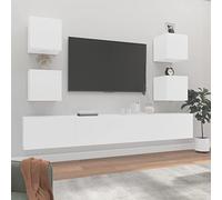Festnight Muebles de Salón Moderno 6 pzas-11 Mueble salón Modular Conjunto Completo Mueble TV Mueble de Pared para TV Mesa de TV Colgante Mueble de TV Flotante Blanco
