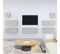 Festnight Muebles de Salón Moderno 7 pzas Mueble salón Modular Conjunto Completo Mueble TV Mueble de Pared para TV Mesa de TV Colgante Mueble de TV Flotante Gris hormigón
