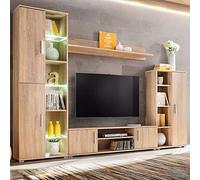 Festnight Muebles Place-Salón Comedor Moderna de Pared para TV con Luces LED Roble Sonoma