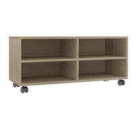 Festnight MueblesTV Salon Mesa Television Mueble TV con 4 Compartimentos Abiertos y 4 Ruedas Aglomerado 90x35x35 cm