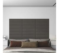 Festnight Paneles de Pared de Tela, Panel de Pared Acolchado 3D,Cama cabecero, Cabecero para Camas, Salón, Pared Decorativa,60 x 15 cm,Juego de 12 Unidades Gris Oscuro