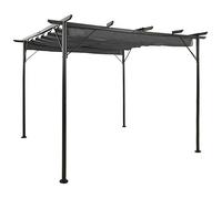 Festnight Pérgola de Aluminio con Techo Retráctil, Pabellón con Diseño Elegante, Cenador con Tela de Poliéster Resistente al Agua y a UV, Uso para el Exterior (3 x 3, Gris Antracita)