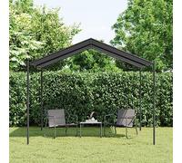 Festnight Pérgola de Jardín con Techo, Pérgola de Acero 3x3 m 180 g/m² Cenador de Jardín con Toldo para Patio Terraza Acero y Poliéster Resistente al Agua y a UV Antracita