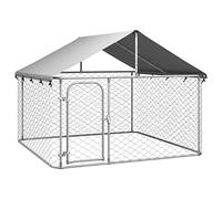 Festnight Perrera de Exterior con Techo Jaula para Perros con Cerradura Caseta para Perros Mascotas Animales Perro Grande Exterior 200 x 200 x 150 cm