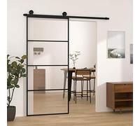 Festnight Puerta Correder con Herrajes, Puertas Correderas de Cristal, Puertas Interiores de ESG Vidrio y Aluminio, Rodamiento Seguro y Silencioso, Type 2 90x205 cm
