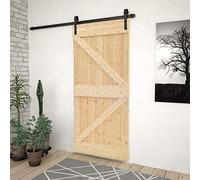 Festnight Puerta Corredera con Herrajes Sistema de Puerta Corredera Puerta Corredera de Madera Maciza de Pino Puerta de Granero 1 Pza Puertas-100 x 210 cm