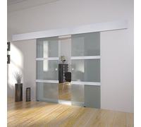 Festnight Puerta Corredera Doble Material de Cristal y Aluminio y Acero, 205x75 cm