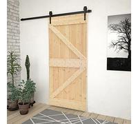 Festnight Puerta Corredera Madera Puerta de Granero Puerta Corredera de Madera Maciza de Pino 100x210 cm