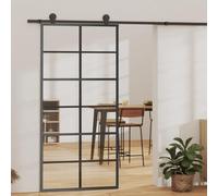 Festnight Puerta Corrediza con Herrajes Puertas Corrediza Vidrio Puerta Corredera Deslizante de Cristal Seguridad 90 x 205 cm (200 cm sliding rail)