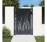 Festnight Puerta de Jardín Metalica Cancela de Valla Barrera de Jardín Puerta de Valla de Jardín Entrada Exterior de Acero Inoxidable, Robusta y Duradera, Gris Antracita Diseño Hierba 105x155 cm