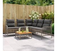 Festnight Set de sofás Conjunto de Muebles Ratán de 2 Piezas Mesa de Centro Sofá Esquinero Jardín con Cojines Extraíbles Sofá para Exterior Jardín Terraza Patio Acero Gris