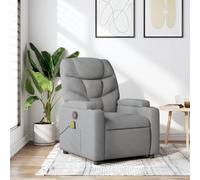 Festnight Sillón Masaje Reclinable Sillón Masaje Eléctrico Sillon Relax Reclinable Sillon Reclinable Manual Sillón Relax de Tela, con Prácticos Portavasos y Bolsillo #2, Gris Claro