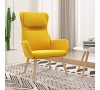 Festnight Sillón Nórdico Moderno Butaca de Salón Terciopelo con Patas de Madera Silla de Escritorio, para Dormitorio Oficina Estudio Carga 120 kg 70 x 77 x 98 cm Amarillo Mostaza
