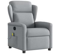 Festnight Sillón Reclinable de Masaje, Sillón De Relax, Sillon Masaje Relax Tela, Sillon Relax con Bolsillos Laterales para Salón Oficina Dormitorio Color Gris Claro