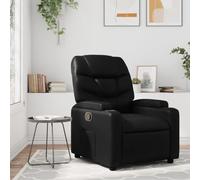 Festnight Sillón Reclinable Manual de Cuero Sintético, Sillon Relax Reclinable, con Portavasos y Bolsillo Lateral, Sillón Relax Sillón de Salón Butaca Salón Sillón TV, #2, Negro