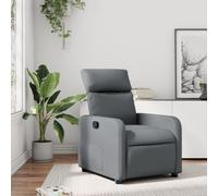 Festnight Sillón Relax Reclinable Manual Tapizado en Cuero sintético Acolchado con Bolsillos Laterales Butaca Reclinable Sillones para el salón para Salón Oficina Dormitorio Gris