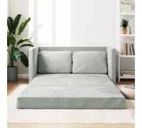 Festnight Sofá Cama de Suelo 2 en 1, Sofá Cama de 2 Plazas con Cojines, Sofá Cama Moderno, Sofá Cama Plegable, Robusto y Cómodo, Sofá de Terciopelo y Metal, Gris Claro 122x204x55 cm