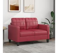 Festnight Sofá de 2 Plazas para Salón, Sofá Chaise Longue Moderno de Cuero Sintético, Sofá Sillón, Sofa para Dormitorio Salón Oficina, Rojo Vino Tinto 120 cm