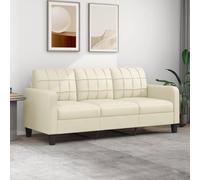 Festnight Sofá de 3 Plazas para Salón, Sofá Chaise Longue Moderno de Cuero Sintético, Sofá Sillón, Sofa para Dormitorio Salón Oficina, Crema 180 cm