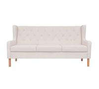 Festnight Sofá de Interior,con 3 Plazas,Tela,180 x 68 x 90 cm,Color Blanco Crema