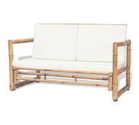 Festnight Sofá de Jardín Exterior Banco de Jardín de Bambú Impermeable 115x65x72cm