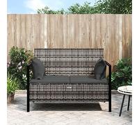 Festnight Sofá de Ratán de 2 Plazas con Cojines y Banco de Jardín con Baul Almacenaje Exterior Gris