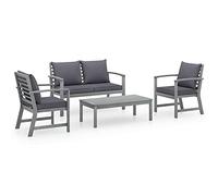 Festnight Sofá Exterior,Conjunto Muebles de Jardín 4 Piezas de Madera Acacia,Sofa Jardin Exterior,Banco Exterior,Sillón de Jardín,Muebles Jardin con Cojines para Jardín Exterior Patio Gris