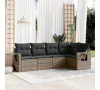 Festnight Sofa Jardín de Ratán con Cojines, Muebles Jardín Exterior, Sofa Terraza Resistente a la Intemperie, Estructura en Acero - Gris Type-80