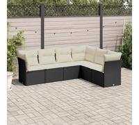 Festnight Sofa Jardín de Ratán con Cojines, Muebles Jardín Exterior, Sofa Terraza Resistente a la Intemperie, Conjunto Jardín Estructura en Acero - Negro y Crema Type-107