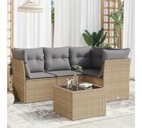 Festnight Sofa Jardín de Ratán con Cojines, Muebles Jardín Exterior, Sofa Terraza Resistente a la Intemperie, Conjunto Jardín en Acero - Beige y Gris Type-31