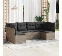 Festnight Sofa Jardín de Ratán con Cojines, Muebles Jardín Exterior, Sofa Terraza Resistente a la Intemperie, Conjunto Jardín en Acero - Gris Type-74