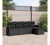 Festnight Sofa Jardín de Ratán con Cojines, Muebles Jardín Exterior, Sofa Terraza Resistente a la Intemperie, Estructura en Acero - Negro Type-100