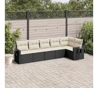 Festnight Sofa Jardín de Ratán con Cojines, Muebles Jardín Exterior, Sofa Terraza Resistente a la Intemperie, Estructura en Acero - Negro y Crema Type-54