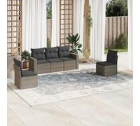 Festnight Sofa Jardín de Ratán con Cojines, Muebles Jardín Exterior, Sofa Terraza Resistente a la Intemperie, Conjunto Jardín Estructura en Acero - Gris Type-76