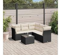 Festnight Sofa Jardín de Ratán con Cojines, Muebles Jardín Exterior, Sofa Terraza Resistente a la Intemperie, Conjunto Jardín en Acero - Negro y Crema Type-11
