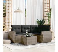 Festnight Sofa Jardín de Ratán con Cojines, Muebles Jardín Exterior, Sofa Terraza Resistente a la Intemperie, Estructura en Acero - Gris Type-23
