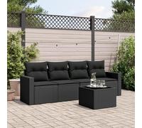 Festnight Sofa Jardín de Ratán con Cojines, Muebles Jardín Exterior, Sofa Terraza Resistente a la Intemperie, Conjunto Jardín Estructura en Acero - Negro Type-87
