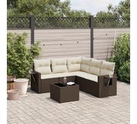 Festnight Sofa Jardín de Ratán con Cojines, Muebles Jardín Exterior, Sofa Terraza Resistente a la Intemperie, Estructura en Acero - Marrón y Crema Type-65
