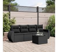 Festnight Sofa Jardín de Ratán con Cojines, Muebles Jardín Exterior, Sofa Terraza Resistente a la Intemperie, Estructura en Acero - Negro Type-39