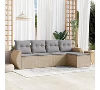 Festnight Sofa Jardín de Ratán con Cojines, Muebles Jardín Exterior, Sofa Terraza Resistente a la Intemperie, Estructura en Acero - Beige y Gris Type-31