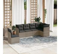 Festnight Sofa Jardín de Ratán con Cojines, Muebles Jardín Exterior, Sofa Terraza Resistente a la Intemperie, Conjunto Jardín Estructura en Acero - Gris Type-104