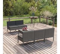 Festnight Sofa Jardín de Ratán con Cojines, Muebles Jardín Exterior, Sofa Terraza Resistente a la Intemperie, Conjunto Jardín en Acero - 5X centrales + Mesa Type-101