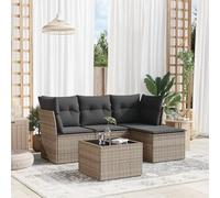 Festnight Sofa Jardín de Ratán con Cojines, Muebles Jardín Exterior, Sofa Terraza Resistente a la Intemperie, Conjunto Jardín en Acero - Gris Type-46
