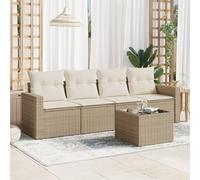 Festnight Sofa Jardín de Ratán con Cojines, Muebles Jardín Exterior, Sofa Terraza Resistente a la Intemperie, Conjunto Jardín Estructura en Acero - Beige y Crema Type-85