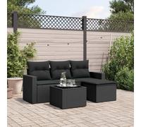 Festnight Sofa Jardín de Ratán con Cojines, Muebles Jardín Exterior, Sofa Terraza Resistente a la Intemperie, Conjunto Jardín Estructura en Acero - Negro Type-66