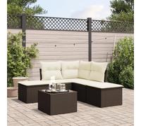 Festnight Sofa Jardín de Ratán con Cojines, Muebles Jardín Exterior, Sofa Terraza Resistente a la Intemperie, Conjunto Jardín Estructura en Acero - Marrón y Crema Type-99