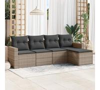 Festnight Sofa Jardín de Ratán con Cojines, Muebles Jardín Exterior, Sofa Terraza Resistente a la Intemperie, Conjunto Jardín Estructura en Acero - Gris Type-55