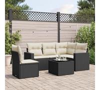 Festnight Sofa Jardín de Ratán con Cojines, Muebles Jardín Exterior, Sofa Terraza Resistente a la Intemperie, Conjunto Jardín Estructura en Acero - Negro y Crema Type-16