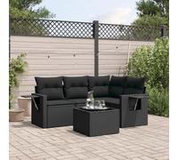 Festnight Sofa Jardín de Ratán con Cojines, Muebles Jardín Exterior, Sofa Terraza Resistente a la Intemperie, Estructura en Acero - Negro Type-90